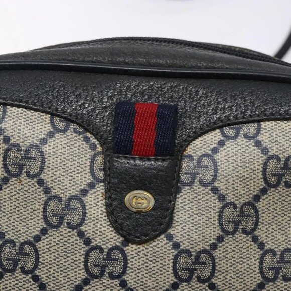 GUCCI GG Supreme Sherry Line Bag PVC Navy Gold Red 89 02 066 Auth 133032 - Picture 10 of 16